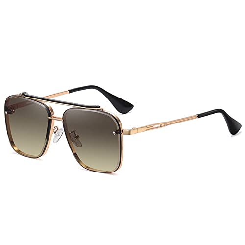 HCHES Klassische Herren-Fahrbrille Goggle Summer Style Gradient Sonnenbrille Vintage Pilot Sonnenbrille Shades Punk Oculos De Sol,Gold Braun,A von HCHES