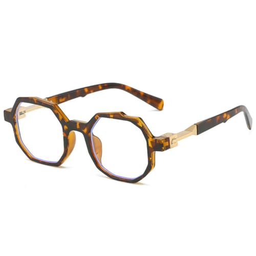HCHES Kleine quadratische Polygon-unregelmäßige Sonnenbrille für Damen, klare Farbverlaufstöne, UV400, Herren-Punk-Sonnenbrille, Leopard klar, Einheitsgröße von HCHES