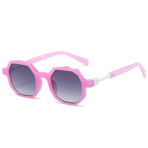 HCHES Kleine quadratische Polygon-unregelmäßige Sonnenbrille für Damen, klare Farbverlaufstöne, UV400, Herren-Punk-Sonnenbrille, violetter grauer Farbverlauf, Einheitsgröße von HCHES