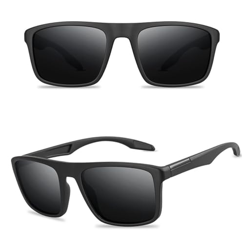 HCHES Männer Polarisierte Sonnenbrille Frauen Vintage Fahren Gradient Männliche Sonnenbrille UV400, Mattschwarz, Einheitsgröße von HCHES