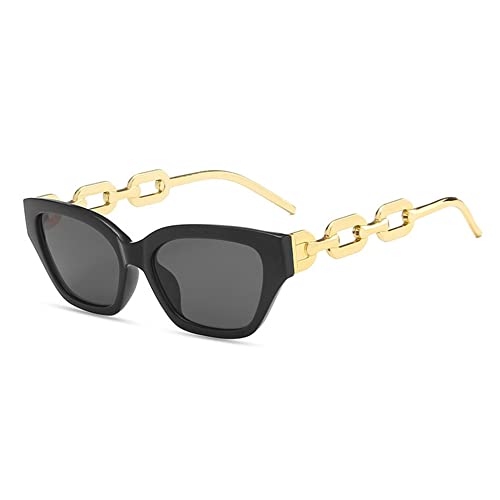 HCHES Metal Chain Damen Cat Eye Sonnenbrille Sexy Small Shades Sonnenbrille für Damen, Schwarz Grau, Einheitsgröße von HCHES