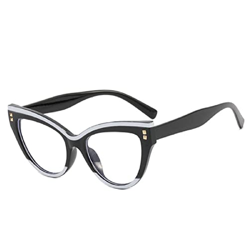 HCHES Mode Frauen Designer Brille für Damen Retro Cat Eye Niet Dekoration Rahmen klar, 2, China von HCHES