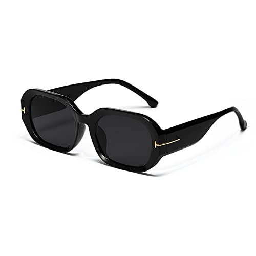 HCHES Polygon-Sonnenbrille im Retro-Stil für Damen, UV400, quadratische Sonnenbrille für Herren-Accessoires, Schwarz, Einheitsgröße von HCHES