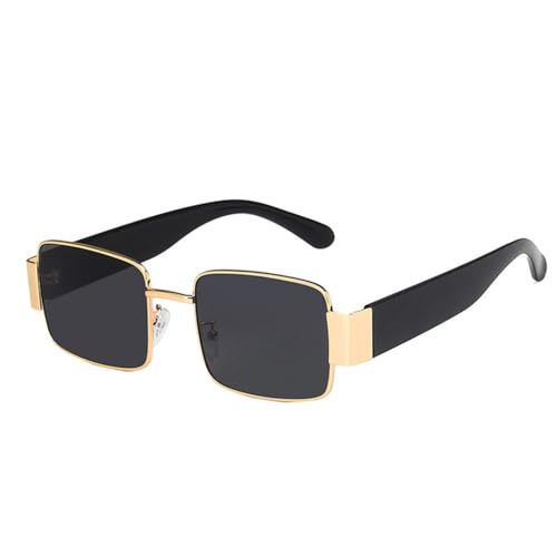 HCHES Quadratische Retro-Sonnenbrille für Damen und Herren, Sommer, Strand, Fahren, UV400, Sonnenbrille, Schwarzgold, Einheitsgröße von HCHES