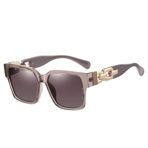 HCHES Quadratische Sonnenbrille aus hohlem Metall für Damen, UV400, Sonnenbrille für Damen, WTY075, Violett, Einheitsgröße von HCHES