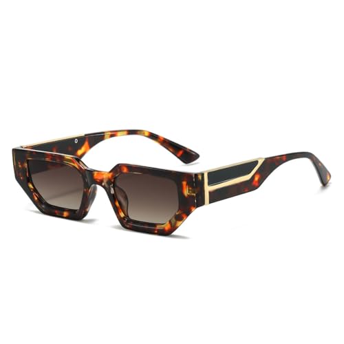 HCHES Quadratische Sonnenbrille für Damen, Vintage, Katzenaugen-Sonnenbrille, UV400, Leopard, Einheitsgröße von HCHES