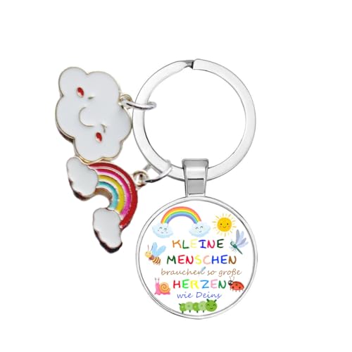 Schlüsselanhänger mit Netter Regenbogen und Wolke Anhänger für Schulkind Kindergarten Mädchen und Junge oder Abschiedsgeschenk Erzieherin, Tagesmutter von HCHES
