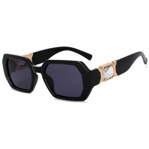 HCHES Sonnenbrille Damen, übergroße Diamant-Sonnenbrille für Damen, rechteckig, Vintage-Streifen-Sonnenbrille, Uv400, 1, Einheitsgröße von HCHES
