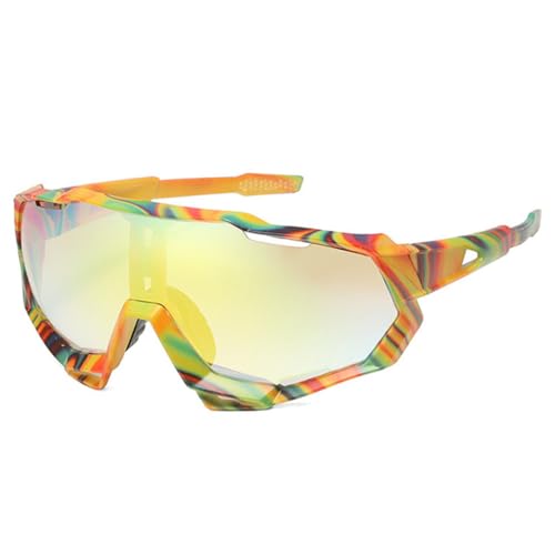 HCHES Sonnenbrille Männer Große Spiegellinse Männliche Quadratische Sonnenbrille Vintage Fahren Reisebrille,Graffiti Gelb,Einheitsgröße von HCHES