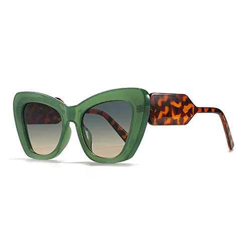 HCHES Übergroße Sonnenbrille Kunststoff UV400 DAMEN Sonnenbrille Zweifarbiger Rahmen Fashion Lady Einzigartige Sonnenbrille,Grün,Wie auf dem Bild von HCHES
