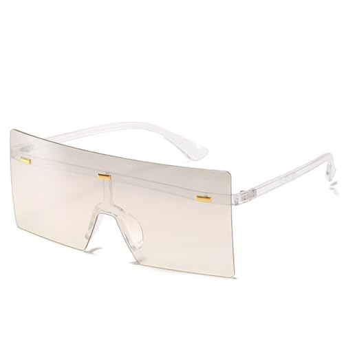 HCHES Übergroße randlose Sonnenbrille für Damen, transparent, Farbverlauf, Herren-Sonnenbrille, Damenbrille, UV400-Töne, Silber, Einheitsgröße von HCHES