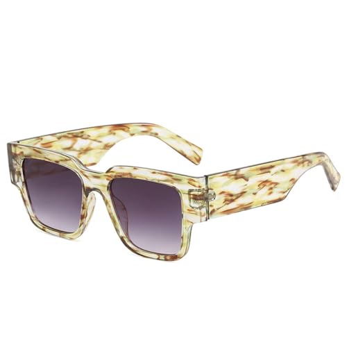 HCHES Vintage übergroße, quadratische, breite Sonnenbrille für Damen, UV400, Muster grau, Einheitsgröße von HCHES
