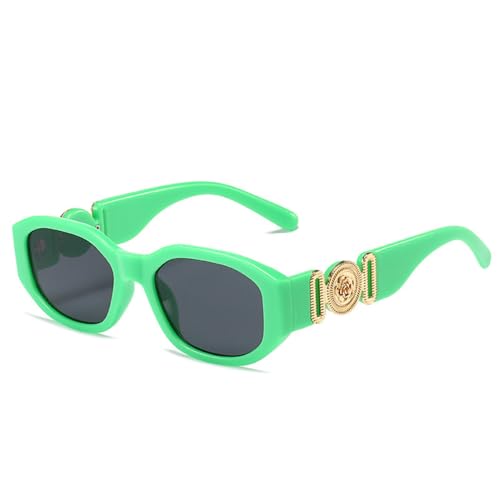 Kleine Steam Punk Sonnenbrille Damen Damen Vintage Square Goggle Sonnenbrille Herren, grün grau, Einheitsgröße von HCHES