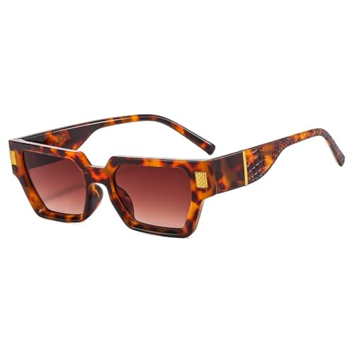 Kleine quadratische Sonnenbrille Herren Damen Sonnenbrille Cat Eye Travel Shades Vintage Retro UV400, Leopard, Einheitsgröße von HCHES