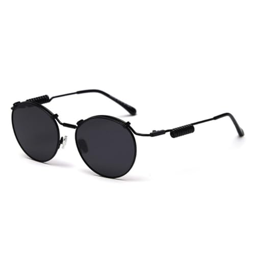 Ovale Damen-Sonnenbrille, polarisiert, Steampunk, Metallantrieb, Brille, Herren, Retro, WPGJ072 schwarz, Einheitsgröße von HCHES