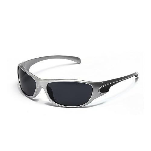 Punk-Brille, Sonnenbrille, Damen, UV-Schutz, Sonnenbrille, Herren, rechteckig, für Damen, Silber, Schwarz, Einheitsgröße von HCHES