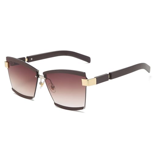 Randlose quadratische Sonnenbrille für Herren und Damen, UV400, Vintage-Brille, C4tea, Einheitsgröße von HCHES