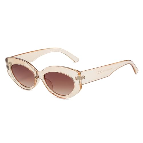 Retro Cat Eye Jelly Color Sonnenbrille Damen Ovale Linse Brillen Schattierungen UV400 Herren Sonnenbrille, Champagnertee, Einheitsgröße von HCHES