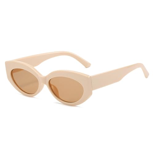 Retro Cat Eye Jelly Color Sonnenbrille Damen Ovale Linse Brillen Schattierungen UV400 Herren Sonnenbrille,Beige Champagner,Einheitsgröße von HCHES