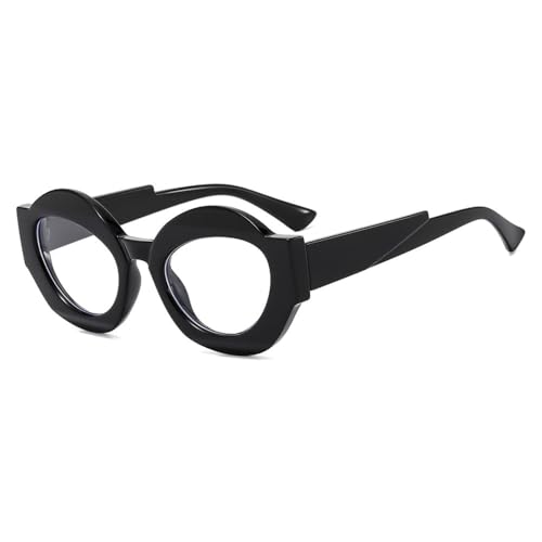 Runde Retro-Sonnenbrille für Damen und Herren, Vintage-Sonnenbrille, weiblich, männlich, UV400-Brille, schwarz, klar, Einheitsgröße von HCHES
