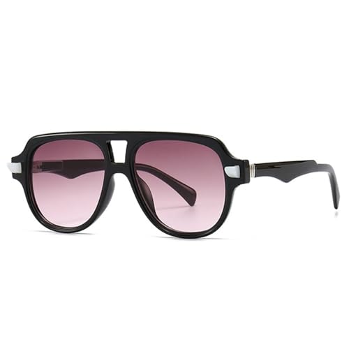 Sonnenbrille Damen Retro Farbverlauf Shades UV400 Herren Nieten Sonnenbrille,Schwarz Lila Rosa,Einheitsgröße von HCHES