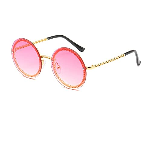 Sonnenbrillen Damen Herren Große runde Sonnenbrillen Sonnenbrillen Pink Shades for Women Glasses Women,Gold Pink,Einheitsgröße von HCHES