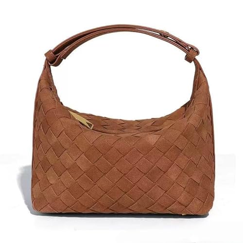 HCHZSH123 Hobo Bag Damen,Gewebte Tasche Weich,Vintage Bag,Wildleder Tasche Damen (Braun) von HCHZSH123