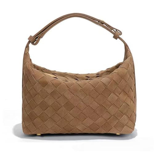 HCHZSH123 Hobo Bag Damen,Gewebte Tasche Weich,Vintage Bag,Wildleder Tasche Damen (Khaki) von HCHZSH123