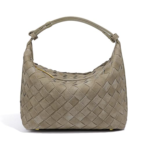 HCHZSH123 Hobo Bag Damen,Gewebte Tasche Weich,Vintage Bag,Wildleder Tasche Damen (Off-White) von HCHZSH123