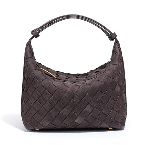 HCHZSH123 Hobo Bag Damen,Gewebte Tasche Weich,Vintage Bag,Wildleder Tasche Damen (Schokoladenbraun) von HCHZSH123