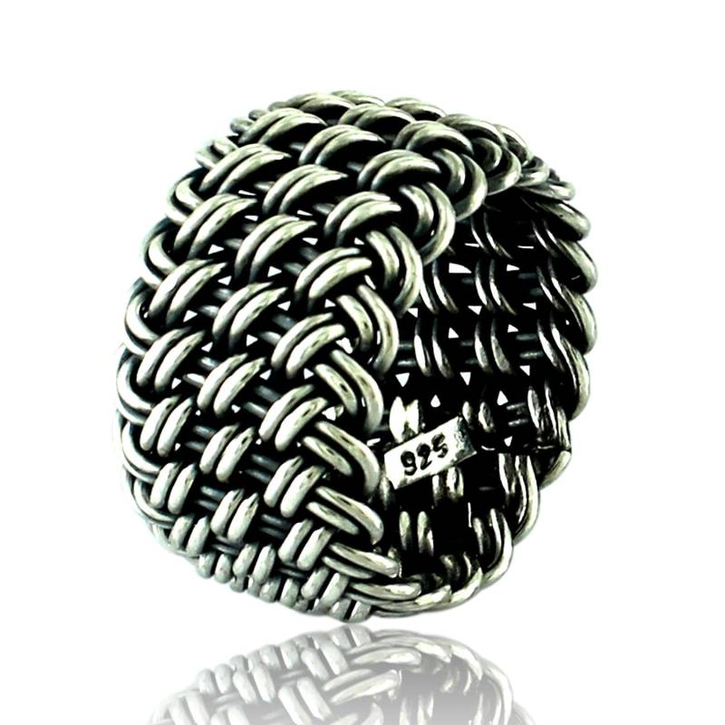 925 Sterling Silber Geflochtener Ehering Massivsilber Wikinger Ring Boho Eternity Frauen Männer Breiter Band von HCIJewelry
