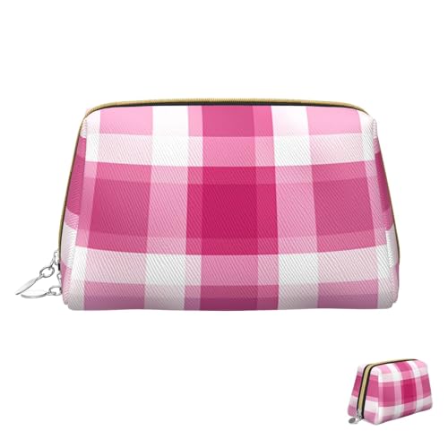 HCLYvexiria Kosmetiktasche, Reise-Make-up-Tasche, wasserdicht, tragbar, weit offen, Ananas im Pool, Make-up-Organizer, große Kapazität, Reißverschluss-Tasche, Kulturbeutel für Damen, plaid, von HCLYvexiria