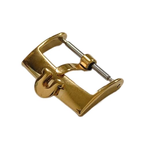 HCPGBGLBTF Ansehen Zubehör Gurtbanduhr Herren Pin Insurance Schnalle Edelstahlschnalle Tischschnalle(Gold 16mm) von HCPGBGLBTF