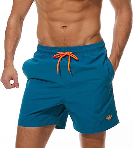 HCSS Badeshorts Herren Sommer Essential Badehose Männer Schnelltrocknend Schwimmhose mit Gummizug Mesh-Futter(Pfauenblau-M) von HCSS