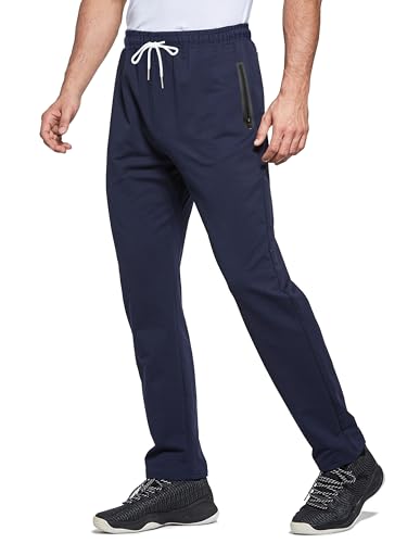 HCSS Jogginghose Herren Baumwolle Trainingshose Herren Sporthose Lang mit Reißverschluss Taschen(Blau-M) von HCSS