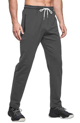 HCSS Jogginghose Herren Baumwolle Trainingshose Herren Sporthose Lang mit Reißverschluss Taschen(Grau06-XXL) von HCSS