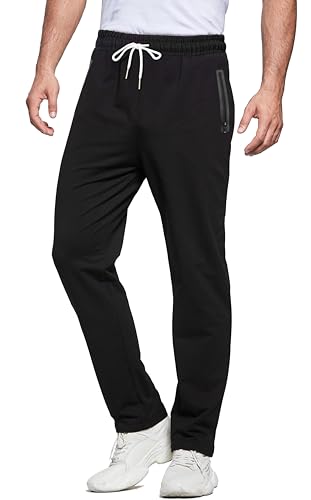 HCSS Jogginghose Herren Baumwolle Trainingshose Herren Sporthose Lang mit Reißverschluss Taschen(Schwarz-L) von HCSS