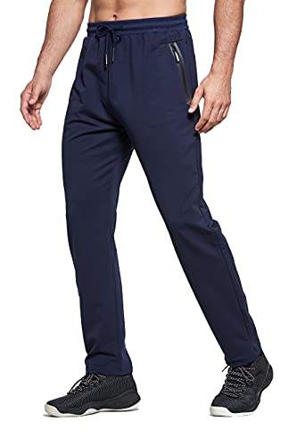 HCSS Jogginghose Herren Trainingshose Herren Sweathose Baumwolle Sporthose Lang Slim fit mit Reißverschlusstaschen(Blau-L) von HCSS