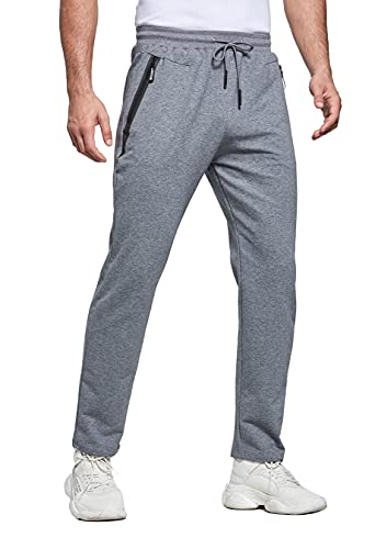 HCSS Jogginghose Herren Trainingshose Herren Sweathose Baumwolle Sporthose Lang Slim fit mit Reißverschlusstaschen(Grau-3XL) von HCSS