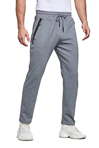 HCSS Jogginghose Herren Trainingshose Herren Sweathose Baumwolle Sporthose Lang Silm fit mit Reißverschlusstaschen(Grau-XL) von HCSS