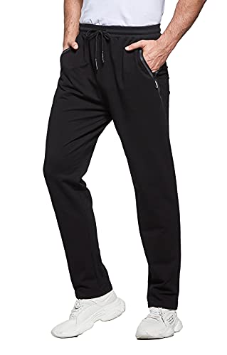 HCSS Jogginghose Herren Baumwolle Trainingshose Sporthose mit Reißverschlusstaschen(Schwarz-3XL) von HCSS