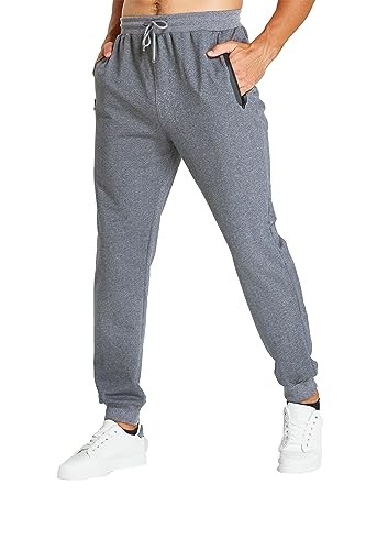 HCSS Jogginghose Herren Sweathose Trainingshose Herren Baumwolle Sporthose Lang Slim fit mit Elastische Bündchen(Grau-S) von HCSS