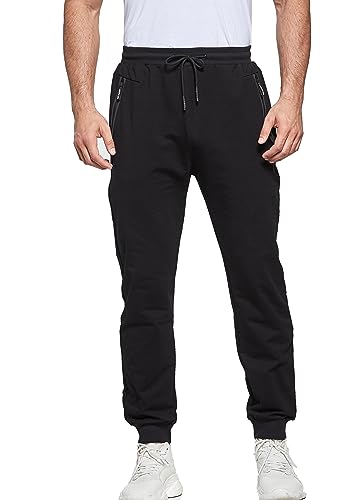 HCSS Jogginghose Herren Sweathose Trainingshose Herren Baumwolle Sporthose Lang Slim fit mit Elastische Bündchen(Schwarz-3XL) von HCSS