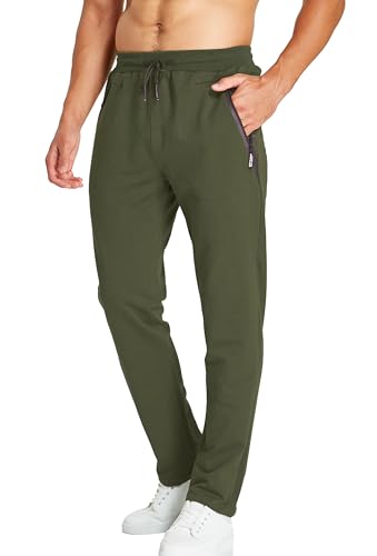 HCSS Jogginghose Herren Baumwolle Trainingshose Sporthose mit Reißverschlusstaschen(Armee Grün-L) von HCSS