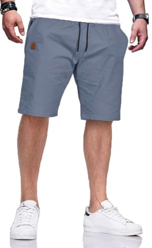 HCSS Kurze Hosen Herren Bermuda Shorts Herren Sommer Cargo Chino Shorts Baumwolle Gummizug mit Tasche(Denim Blau-XL) von HCSS