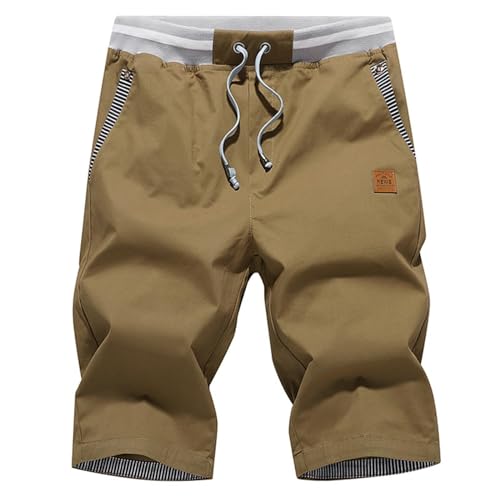 HCSS Kurze Hosen Herren Bermuda Shorts Herren Sommer Chino Shorts Baumwolle Gummizug mit Tunnelzug(Kaffeefarbe-XXL) von HCSS