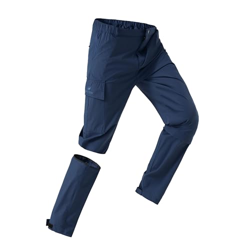 HCSS Wanderhose Herren Zip Off Abnehmbar Outdoorhose Atmungsaktiv Trekkinghose Sommer Sonnenschutz Schnell Trocknend Funktionshose Leicht Arbeitshose mit Gürtel,5 Taschen(Blau-L) von HCSS