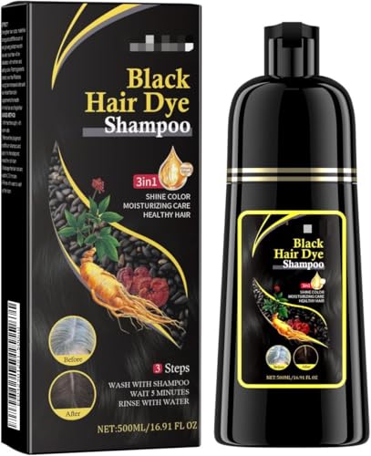 Shampoo für coloriertes Haar in Schwarz, deckt graues Haar ab. Einfach anzuwendende, natürliche, pflanzliche 3-in-1-Formel für Männer und Frauen. von HCVQSINJN