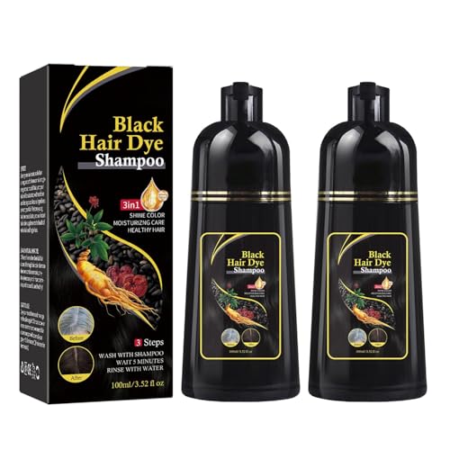 Shampoo für coloriertes Haar in Schwarz, deckt graues Haar ab. Einfach anzuwendende, natürliche, pflanzliche 3-in-1-Formel für Männer und Frauen. von HCVQSINJN