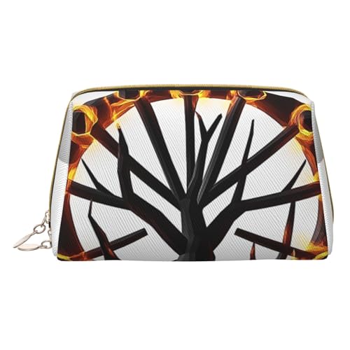 HCVXBSA Reise-Make-up-Tasche, Geschenk für Frauen, PVC-Leder-Kosmetiktasche, Kulturbeutel, tragbare breite offene Tasche, Reise-Kosmetiktasche mit Trennwand, Weiss/opulenter Garten, Einheitsgröße von HCVXBSA